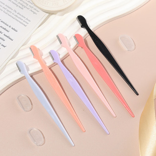 Source manufacturers wholesale eyebrow trimming blade female eyebrow special with protective net beauty tools handheld straight handle small eyebrow knife