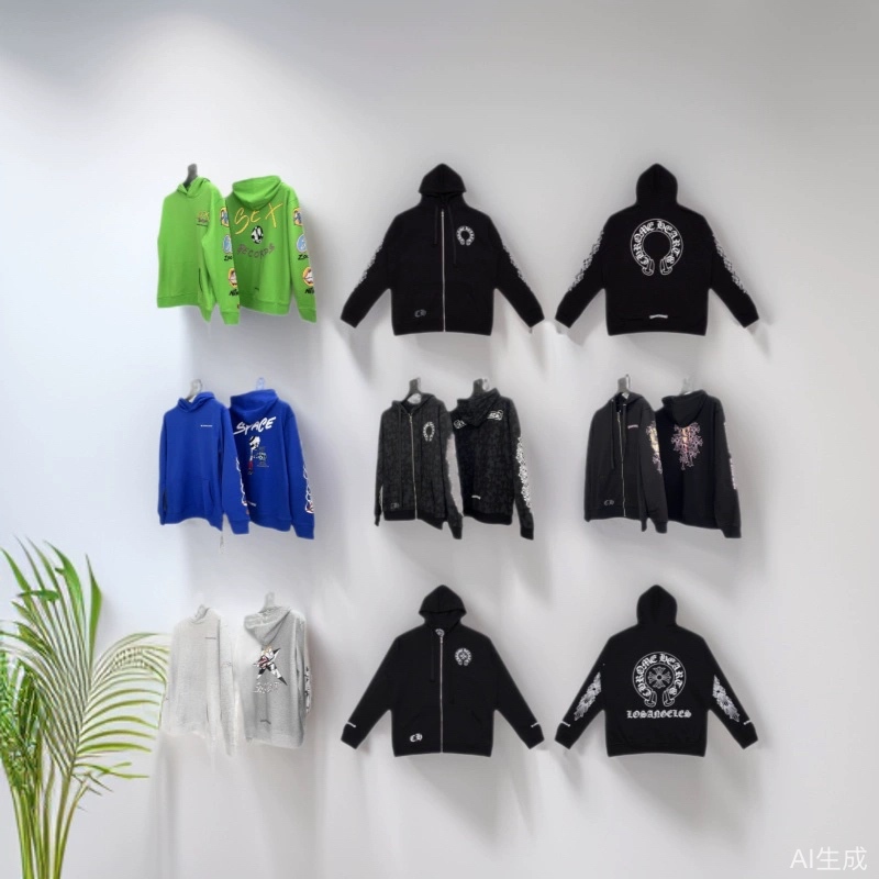 24Ss New High Quality Chrome Hearts Horseshoe Cross Hooded Zipper Sweatshirt Factory Wholesale
