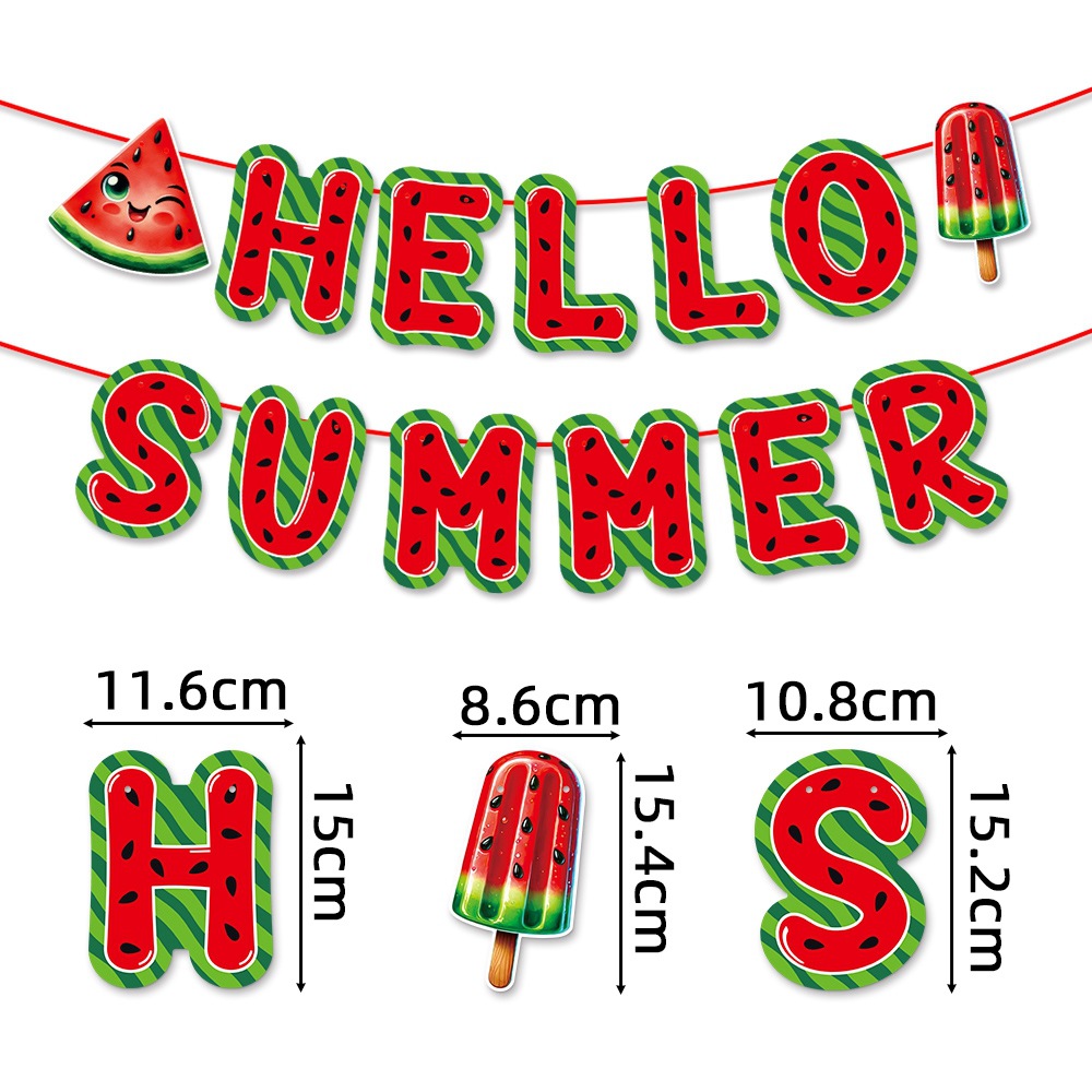 Nuevo estilo transfronterizo decoración de fiesta hawaiana bandera de tracción tema de sandía flor de tracción espiral verano playa decoración de playa