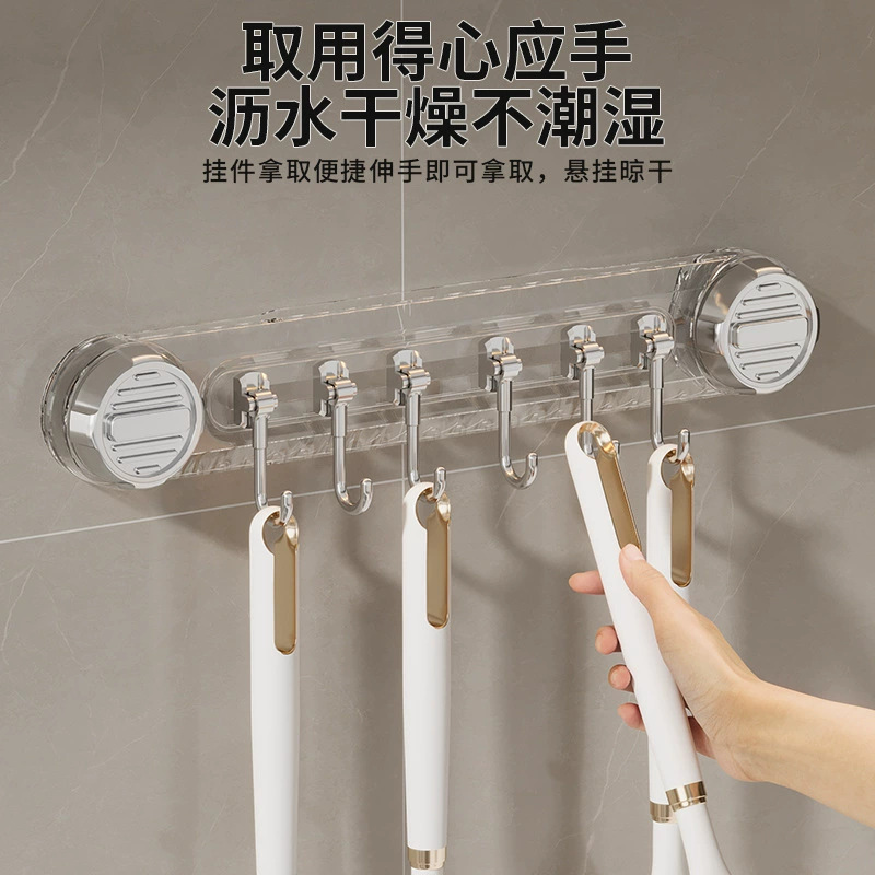 吸盤フック、強力な耐荷重粘着剤、パンチフリー壁掛け粘着フック、バスルームドアの後ろの洋服フック、バスルームのフック列|undefined