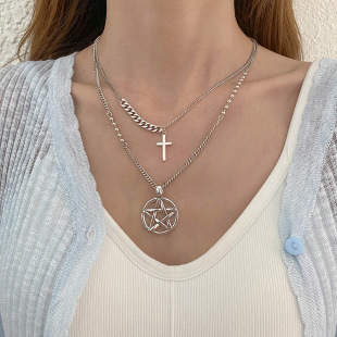 Korean Style Student Simple and Fashionable Necklace for Women Ins Small Fresh Retro Six-Pointed Star Sweater Chain Girls Accessories