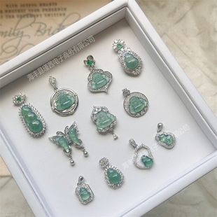 Little Red Book Explosions S925 Silver Cold Sense Silver Ornaments Blue Water Emerald Buddha Butterfly Gourd Pendant Pendant