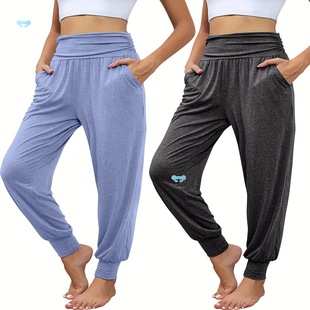 Women's 2Pcs Cozy Yoga Joggers High Waist Comfy Sweatpants