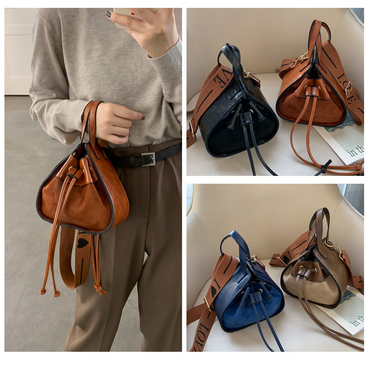 Small Pu Leather Bucket Bag display picture 1