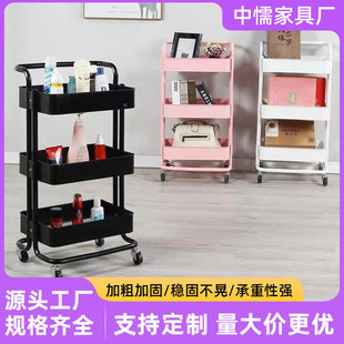 Kitchen bathroom multi-layer storage rack three-layer storage rack beauty trolley with wheels sundries trolley