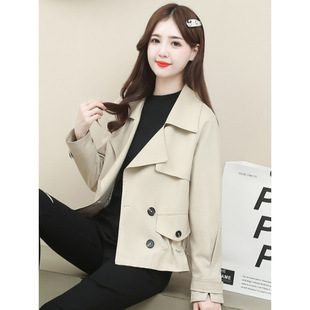 Short Trench Coat Women's Fashion 2024 Spring and Autumn Fashion Petite High-End Stylish Double-Breasted Short Jacket