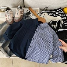 邦诚男童衬衫2025秋季新款韩版儿童AB拼色长袖衬衣宝宝翻领秋装潮