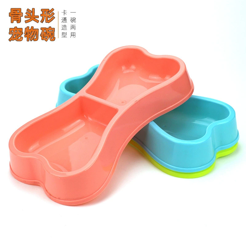 В наличии Оптовая Форма Кости Шар Для Животных Двойная Чаша Пластиковая Конфеты Цвет Собака Чаша Кошка Чаша Для Воды Принадлежности Для Собак