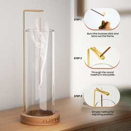 木质线香架底座悬挂实木香薰支架黄铜香插家用倒挂式檀香炉底座