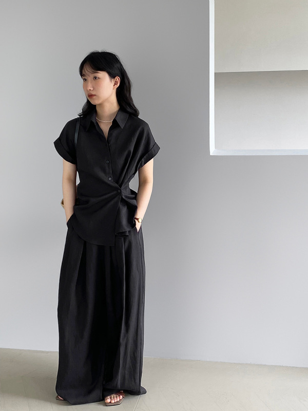 【福祉品返品交換不可】Jiangzuo ワイドレッグパンツ 夏用 ハイウエスト 痩身 薄手 ダッドパンツ 6276|undefined