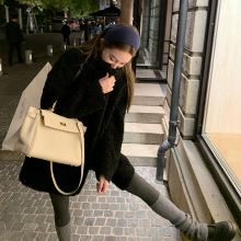 全羊毛立领加厚保暖颗粒皮草大衣女冬季新款简约风中长款毛毛外套