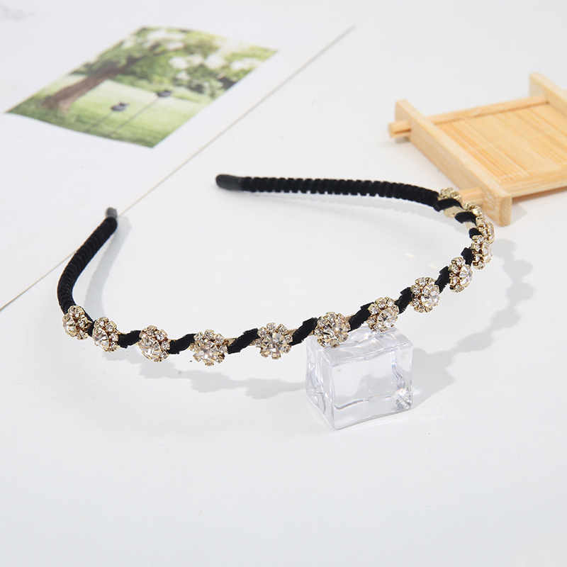 Diadema de moda estilo coreano accesorios para el cabello venta al por mayor rhinestone multi-especificación tejido enrollado a mano