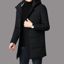 冬季新款男士羽绒服男外套加厚连帽中长款中青年白鸭绒羽绒服男装