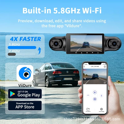 Four-channel dashcam, 1080P high-definition, Driving recorder