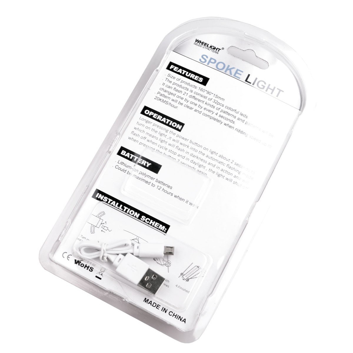 Colorido nuevo USB de carga a todo color 32 luz 21 imagen palabra bicicleta habló luz N16CR cambio de imagen Hot Wheel