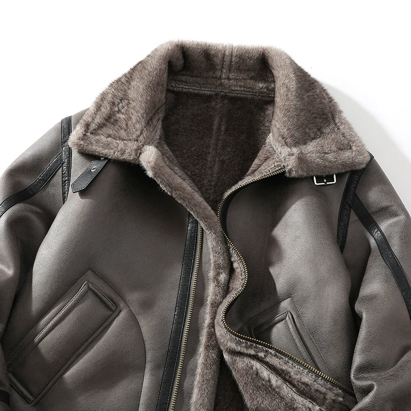 Men's demi-season short warm jacket, brown-gray, sizes M–5XL