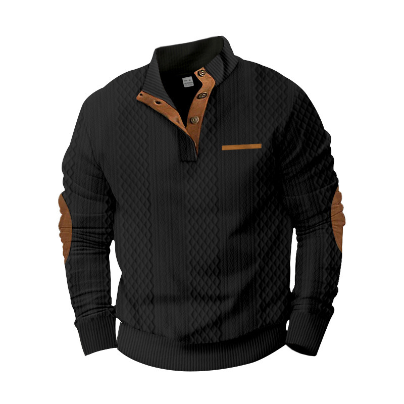 Men's Pullover Sweater Standing Neck Jacquard Knitted Outdoor_voghion.com