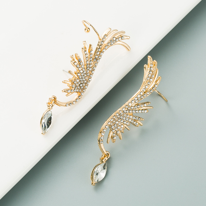 Fashion Style Fashion Wings Diamond Alloy Artificial Gemstones Earrings