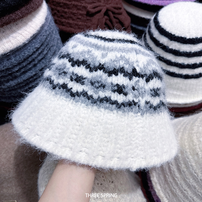 Cappello da pescatore in maglia stile Fair Isle autunno inverno 2025 per donna, caldo cappello da pescatore in peluche con protezione per le orecchie_voghion.com
