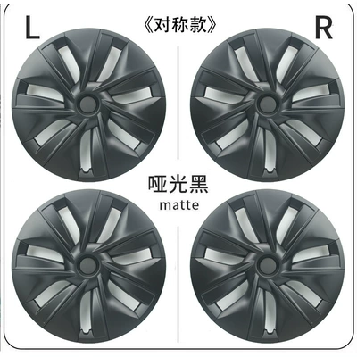 ModelY Edition Wheel Cover 19-inch: Hub cover - 19y-old-style-edged-model-symmetrical-matte-black-white-label-set-of-4