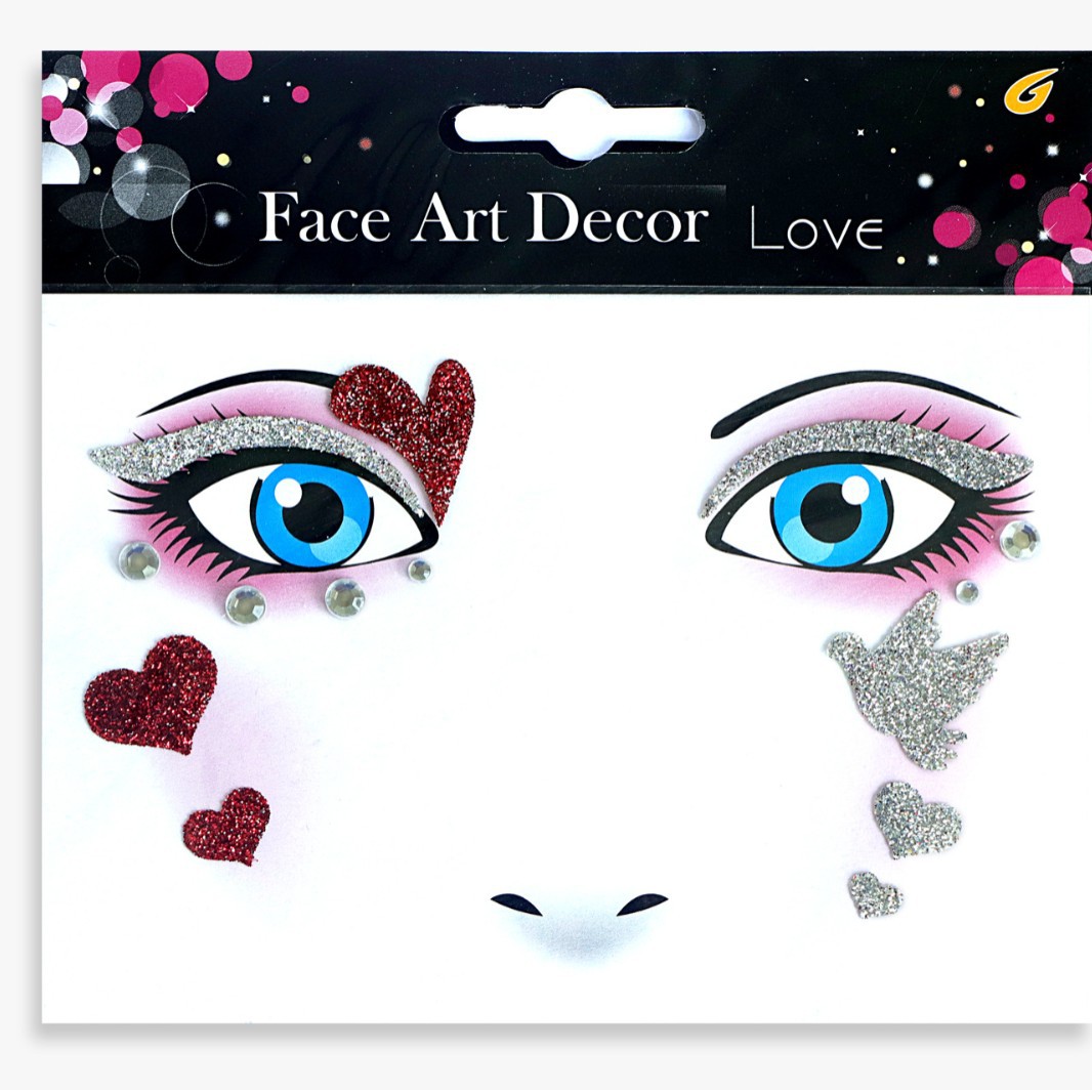 祝日のパーティーの舞台の化粧は顔を貼って化粧のシールを貼ります。