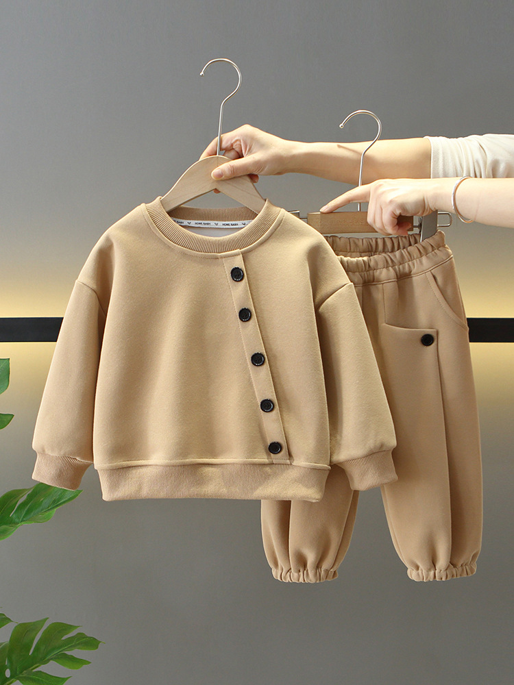 7673 traje de primavera para niños 2025 nuevo suéter de estilo occidental para niños de dos piezas ropa coreana de primavera y otoño para bebés