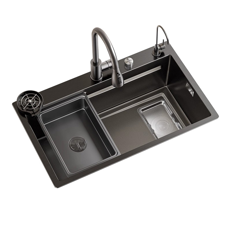 Fregadero de Cocina con Recolección de Residuos 304 de Acero Inoxidable, Textura Grabada