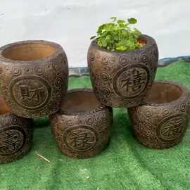 青石铜钱石缸仿古石雕荷花大缸水缸庭院门海户外中式花盆鱼缸摆件
