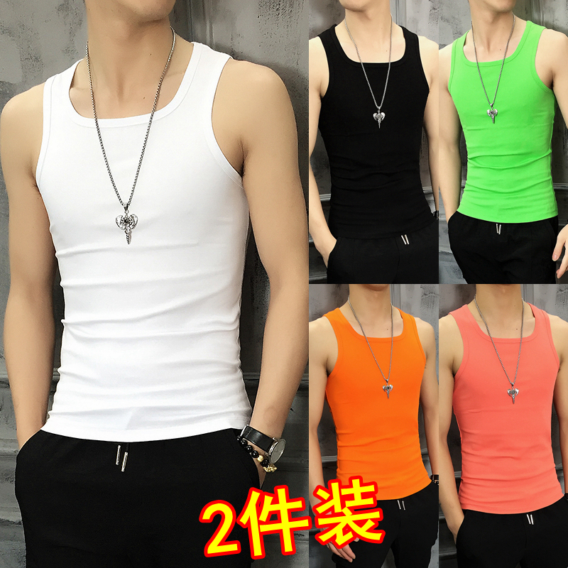 Summer Thin Men's Vest Korean Fashionable Solid Color Slim-fit Undershirt Youth Sports Fitness Sleeveless T-shirt