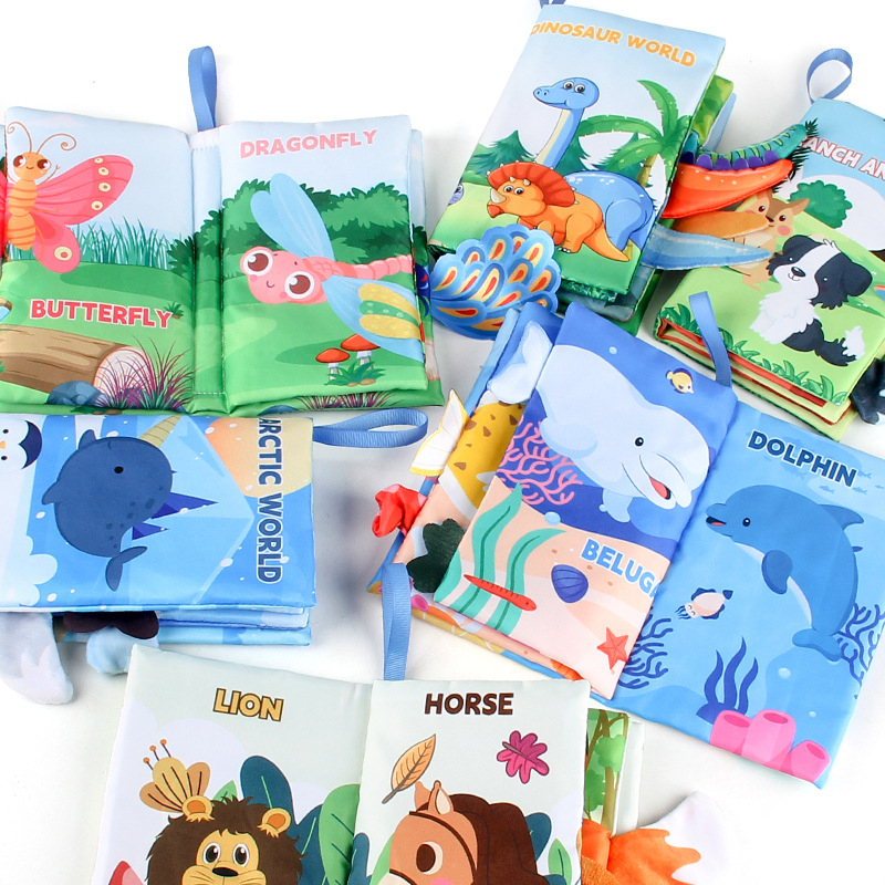 Bebé Infantil Educación Temprana animal cola libro de tela animal marino libro de Palma dinosaurio bosque animal libro de tela juguete