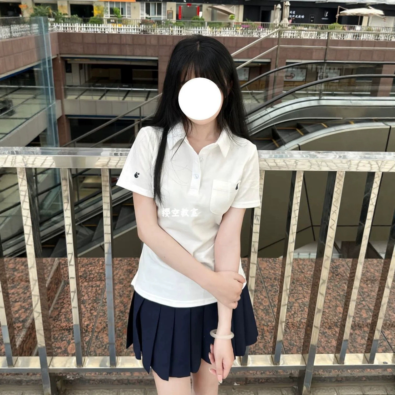 学院风JK制服刺绣收腰Polo衫夏季新款校供纯色百褶裙清新软妹套装