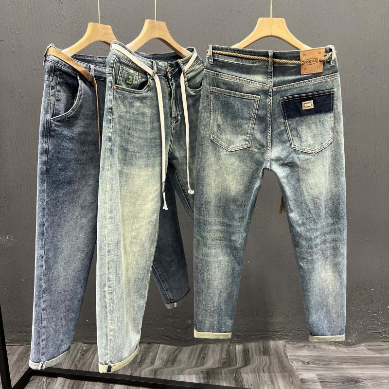 Jeans slim fit da uomo in cotone gamba dritta casual_voghion.com