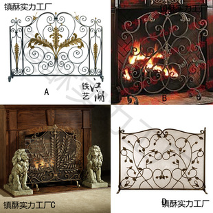 Firewood fireplace door American-style golden fireplace screen partition household living room floor-standing guardrail European-style guard door