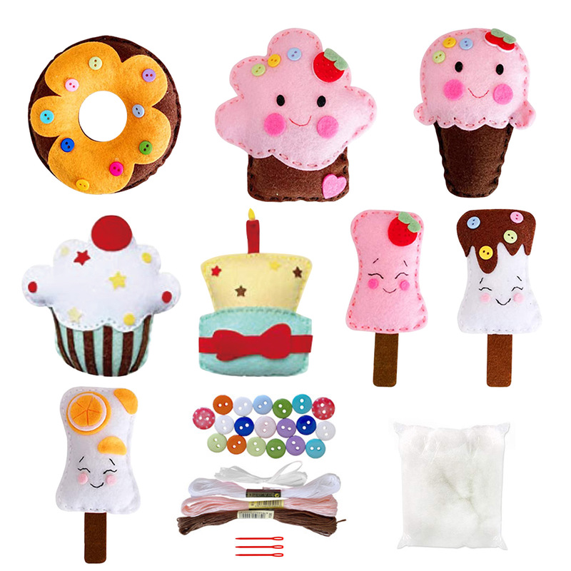 Kids Sewing Tools Felt Animal Sewing Tool Kit DIY Felt Craft Kit Snack Dessert Style