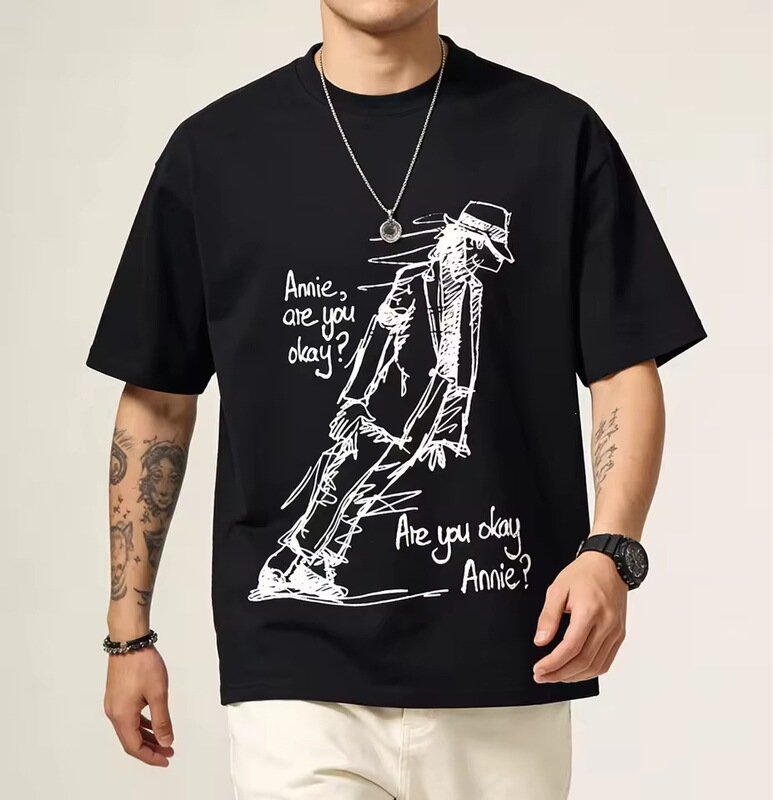 Vintage Printed Short-Sleeve Michael Jackson Summer T-Shirt for Men and Women, Suitable for Children, Boys, Girls, Adults, and Kids