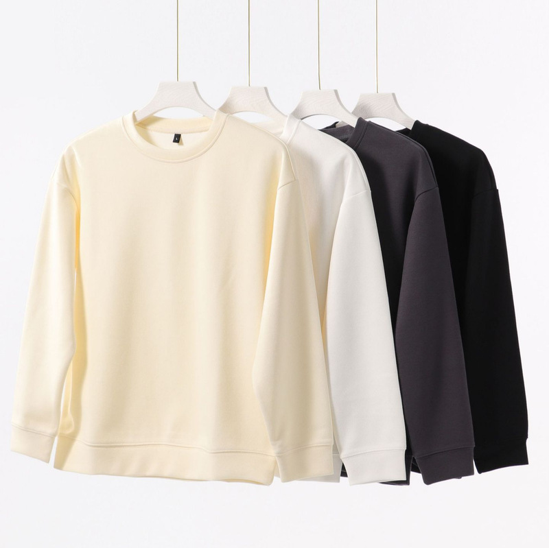 Trendy Brand Heavy New Oxygen Cotton Shoulder Crewneck Turtleneck Sweater Men's Spring and Autumn Solid Color Loose Long Sleeve Base Shirt Top Women Trendy Brand Heavy New Oxygen Cotton Shoulder Crewneck Turtleneck Sweater Men's Spring and Autumn Solid Color Loose Long Sleeve Base Shirt Top Women