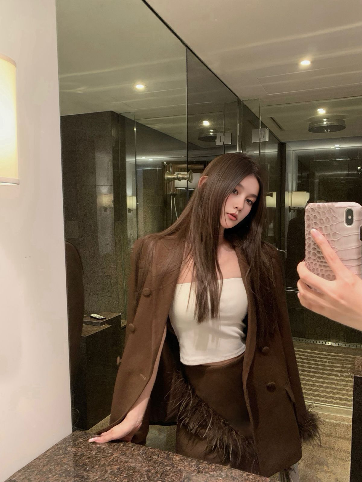 Saco Blazer con Plumas de Avestruz de Poliéster con Abotonadura Simple