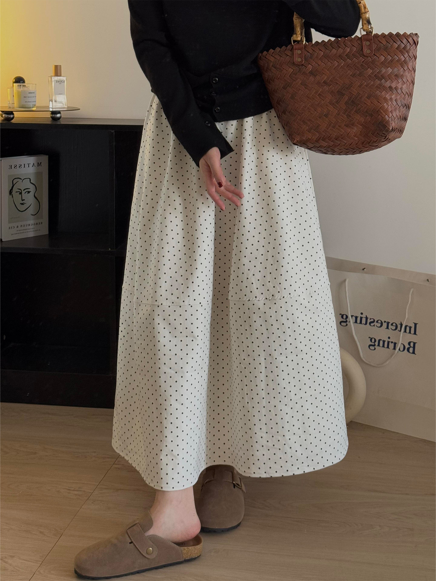 Beige summer thin long skirt
