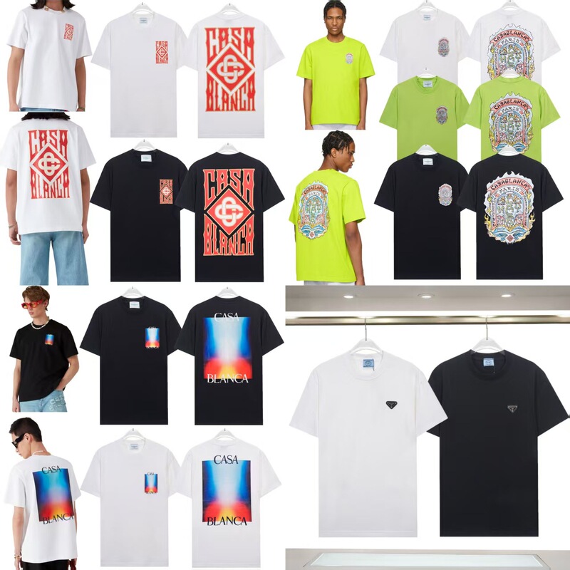 Foreign trade cross-border Casablanca printed crew neck short sleeve T-shirt men's and women's casa printed 260G half sleeve shirt