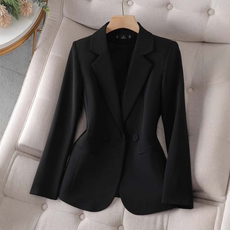 Long-Sleeved Suit Jacket for Women, Spring and Autumn 2026 New Style, Short Style for Petite Figures, Slim Fit, Waist-Cinching, Professional Casual Blazer