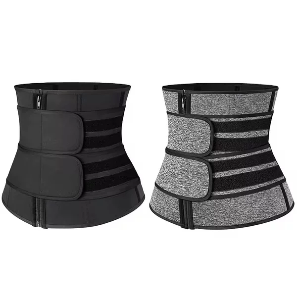 Amazon Sports Sweat Postpartum Body Shaping Double Belt Zipper Belly Control Belt Shaping Trainer Black