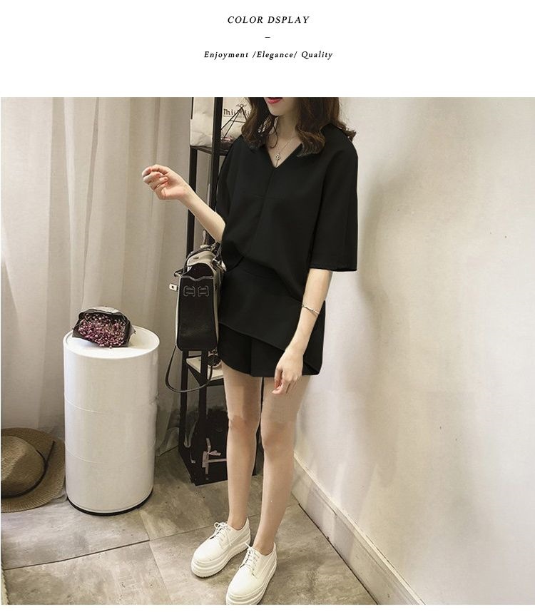 Bộ quần short nữ mùa hè rộng thùng thình 2 món (áo + quần short) phong cách thoải mái — 715 # Đậu xanh (áo+quần short) chi tiết 15
