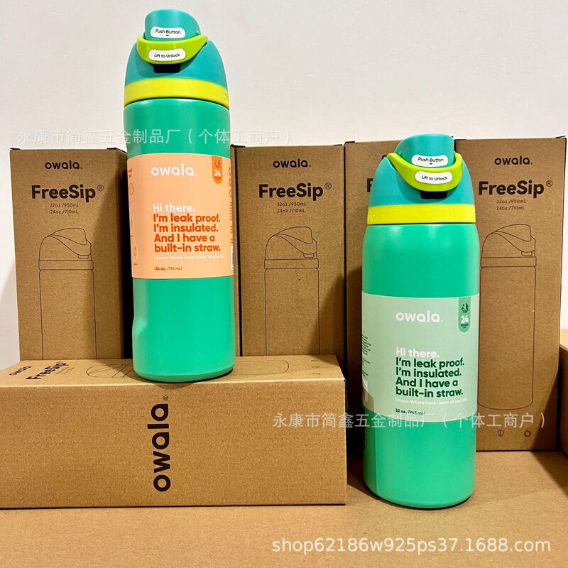 国境を越えた新作owalaと同じスタイルのフルーツカップ、304ステンレス製直飲み保温カップ、ポータブルハンドル付きスポーツウォーターボトル|undefined