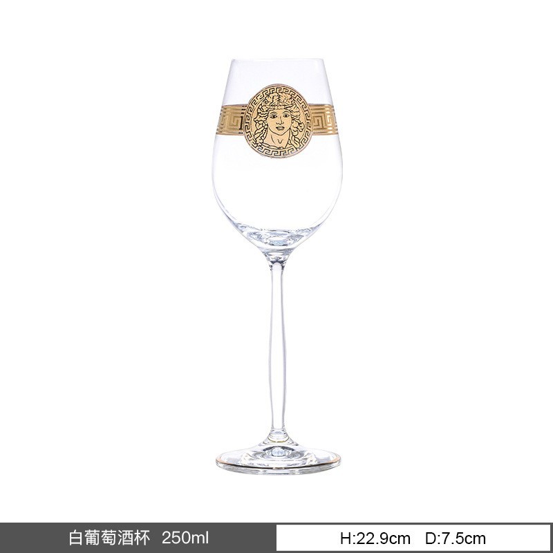 Tazas de cristal checas sin plomo pintadas tazas de vino de oro de alta gama tazas de vino de hotel personalizadas mayoristas sensación de alta calidad