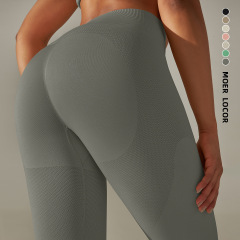 Elastic Peach Hip Hugger Yoga Pants with Lifted Waist and Seamless Design for Women