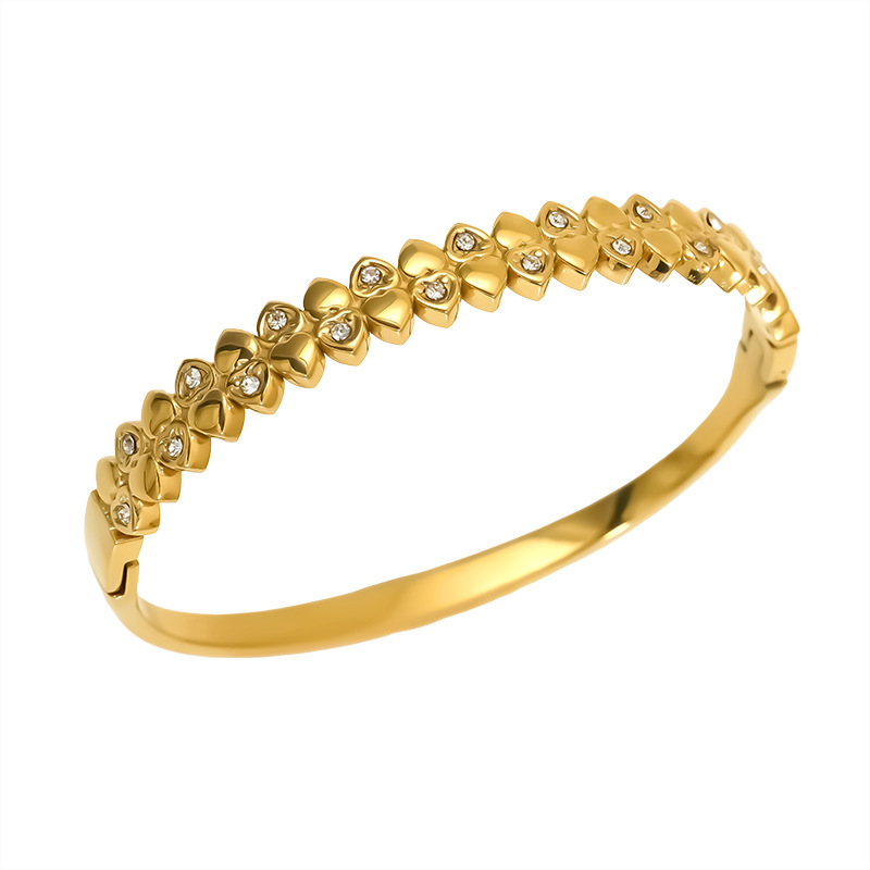 Bracciale donna elegante in acciaio inox con zircone oro 18k_voghion.com