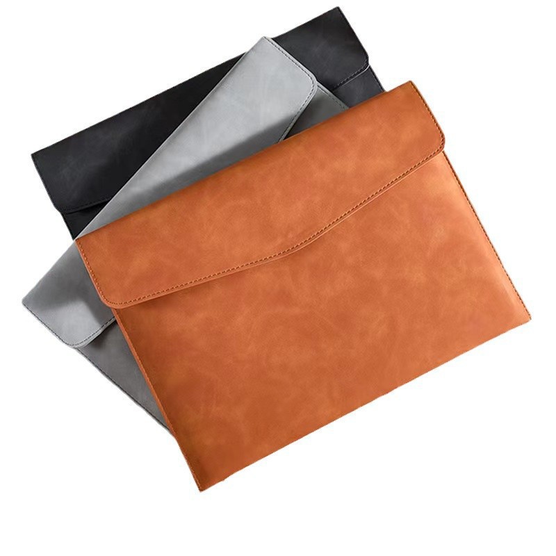 Bolsa de archivo de cuero A4 simple retrógrado de una sola capa a prueba de agua bolsa de reunión de negocios de gran capacidad