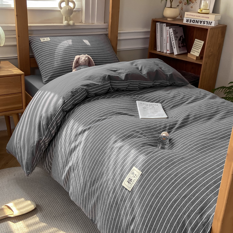 2025 nueva cama de dormitorio de algodón de tres piezas, cama de dormitorio de algodón para estudiantes, funda de edredón individual, funda de cama, funda de edredón