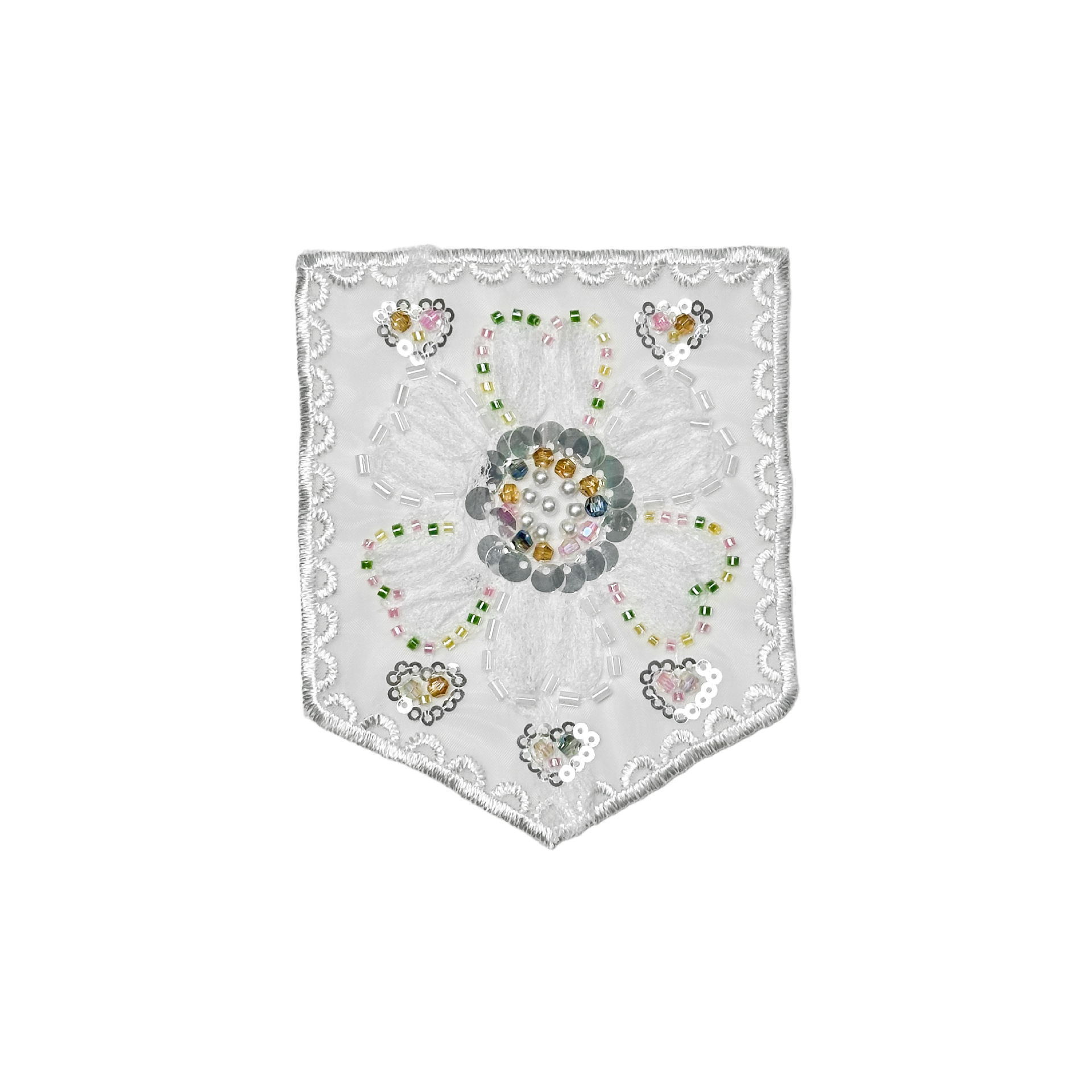 Nueva moda de agua bordada flor de tela pegada pentagonal bolsillo decoración pegada jeans ropa accesorios comercio exterior