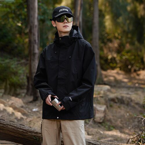 Battlefield Outdoor Windproof Waterproof Windbreaker Jacket Men's Fashion Jacket Coat Hooded Loose Youth Top Student